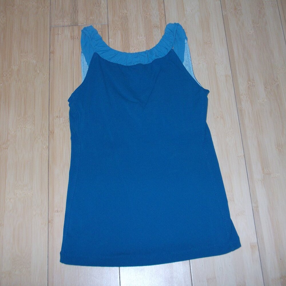 Lucy Size S Blue Top Built In Bra Exercise Blouse Exercise Athletic